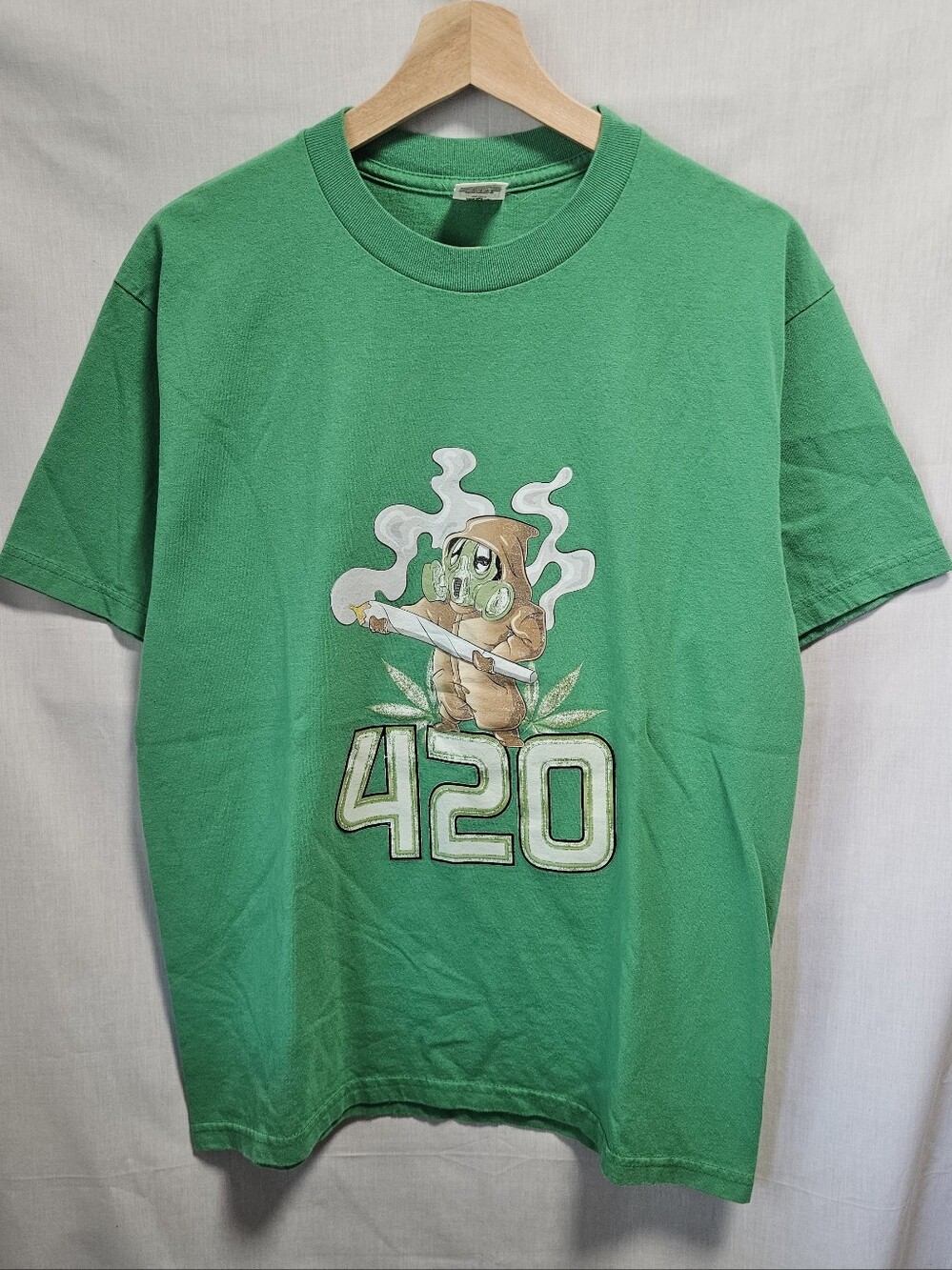 Green Pro Club Y2k '420' Graphic Reptile-Themed T-Shirt Rare sz L
